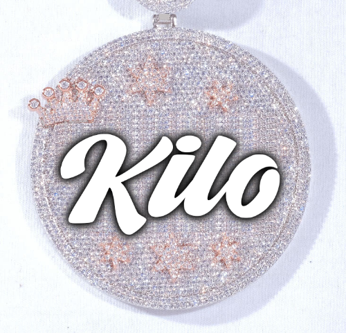 CUSTOM LETTER NECKLACE 3D BIG CROWN DISC