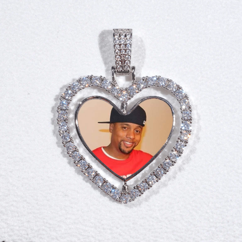 3D Spinning 2-Faced Heart Custom Picture Pendant