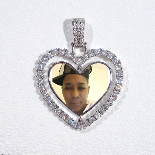 3D Spinning 2-Faced Heart Custom Picture Pendant