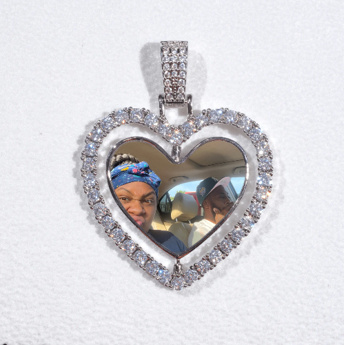 3D Spinning 2-Faced Heart Custom Picture Pendant