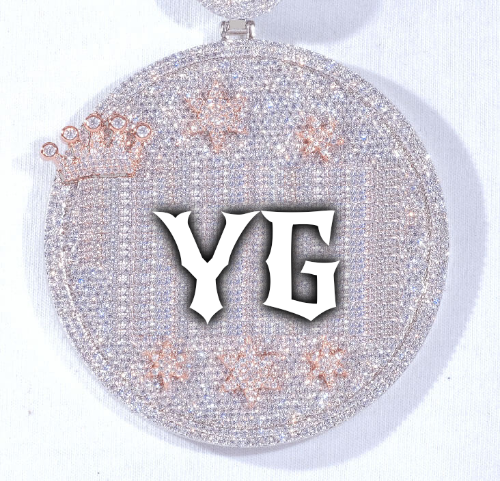CUSTOM LETTER NECKLACE 3D BIG CROWN DISC