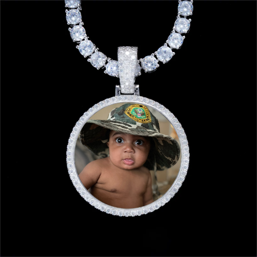 925S & VVS Moissanite 3D Circle Custom Picture Pendant