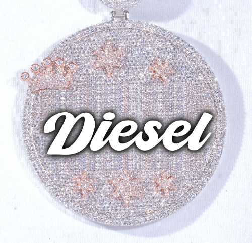 CUSTOM LETTER NECKLACE 3D BIG CROWN DISC