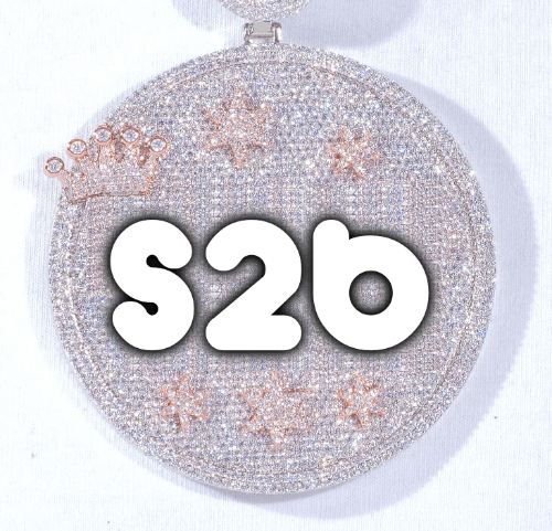 CUSTOM LETTER NECKLACE 3D BIG CROWN DISC