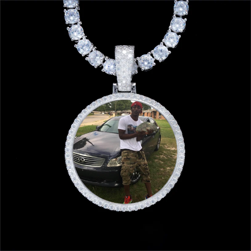 925S & VVS Moissanite 3D Circle Custom Picture Pendant