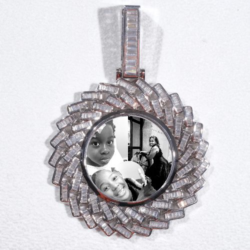 Large 3D Baguette Custom Picture Pendant