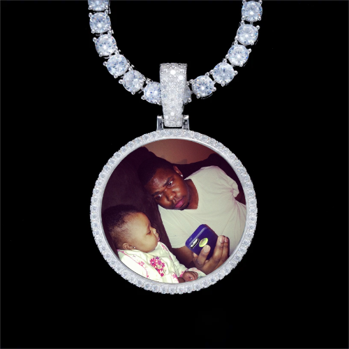 925S & VVS Moissanite 3D Circle Custom Picture Pendant