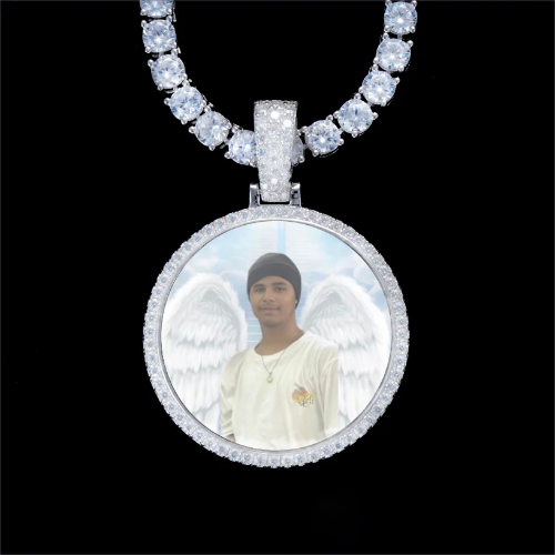 925S & VVS Moissanite 3D Circle Custom Picture Pendant