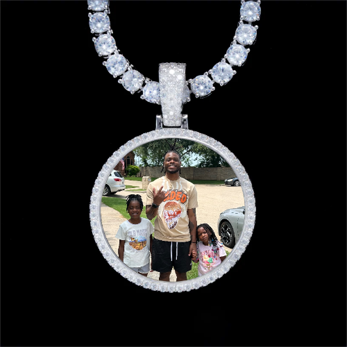 925S & VVS Moissanite 3D Circle Custom Picture Pendant