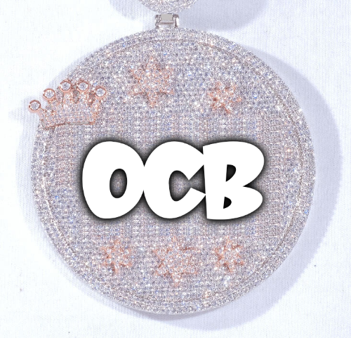 CUSTOM LETTER NECKLACE 3D BIG CROWN DISC
