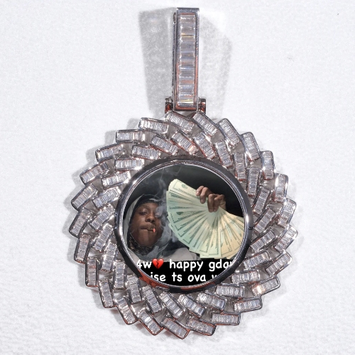 Large 3D Baguette Custom Picture Pendant