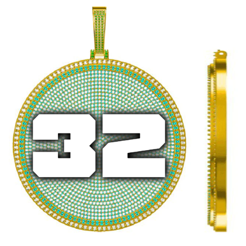 CUSTOM LETTER NECKLACE 3D BIG DISC