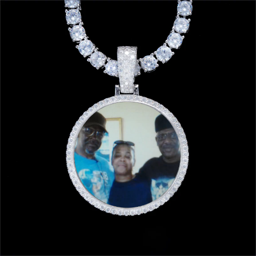 925S & VVS Moissanite 3D Circle Custom Picture Pendant