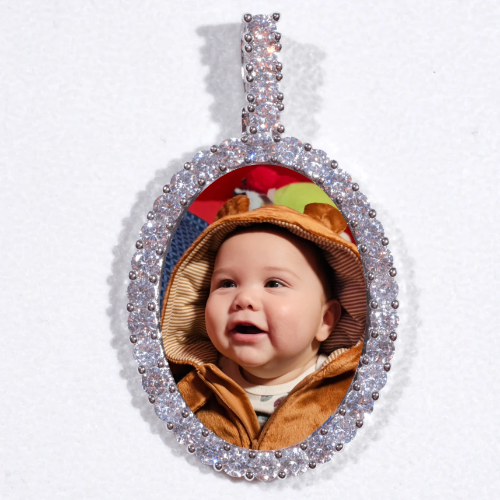 Large 3D Oval Custom Picture Pendant