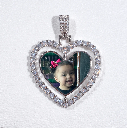 3D Spinning 2-Faced Heart Custom Picture Pendant