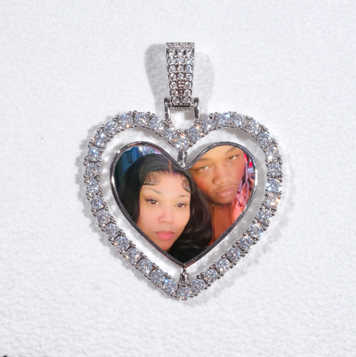 3D Spinning 2-Faced Heart Custom Picture Pendant