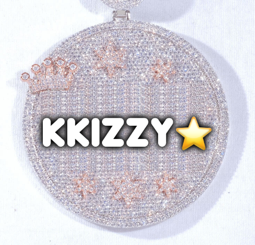 CUSTOM LETTER NECKLACE 3D BIG CROWN DISC