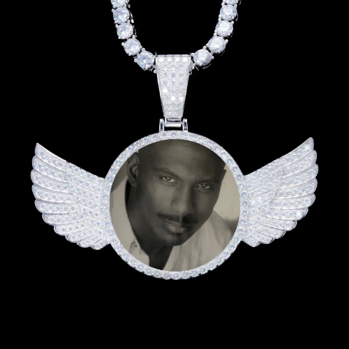 925S & VVS Moissanite 3D Wing Custom Picture Pendant
