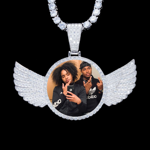 925S & VVS Moissanite 3D Wing Custom Picture Pendant