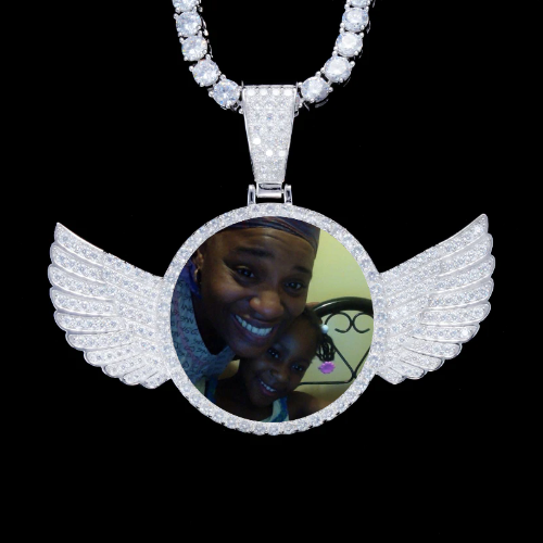 925S & VVS Moissanite 3D Wing Custom Picture Pendant