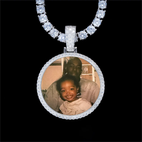 925S & VVS Moissanite 3D Circle Custom Picture Pendant