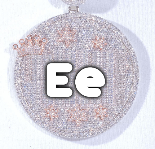 CUSTOM LETTER NECKLACE 3D BIG CROWN DISC