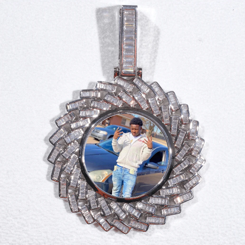 Large 3D Baguette Custom Picture Pendant