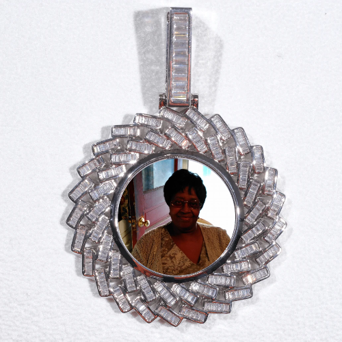 Large 3D Baguette Custom Picture Pendant
