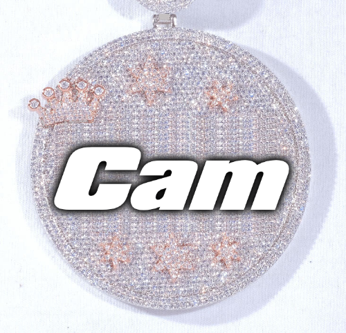 CUSTOM LETTER NECKLACE 3D BIG CROWN DISC
