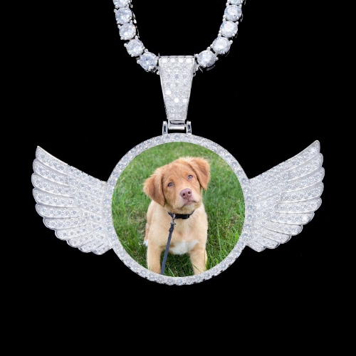 925S & VVS Moissanite 3D Wing Custom Picture Pendant