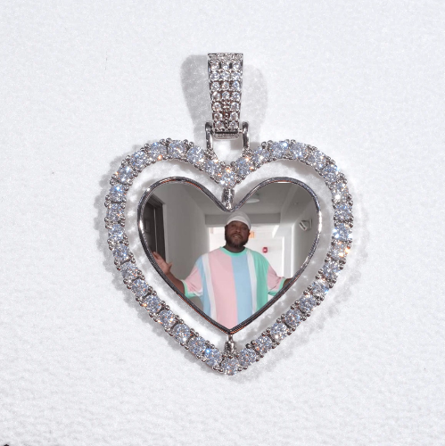 3D Spinning 2-Faced Heart Custom Picture Pendant