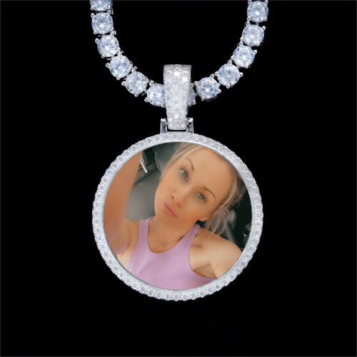 925S & VVS Moissanite 3D Circle Custom Picture Pendant