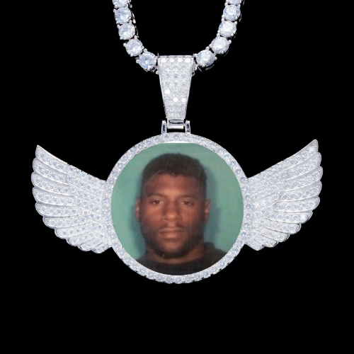 925S & VVS Moissanite 3D Wing Custom Picture Pendant