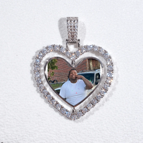 3D Spinning 2-Faced Heart Custom Picture Pendant