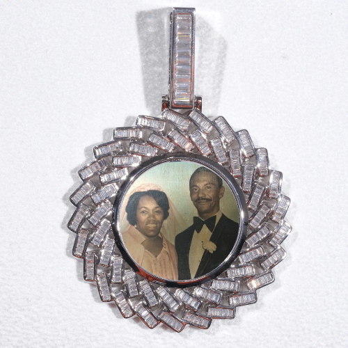Large 3D Baguette Custom Picture Pendant