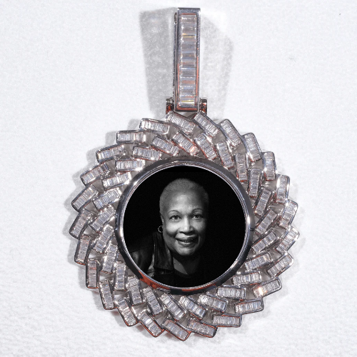 Large 3D Baguette Custom Picture Pendant