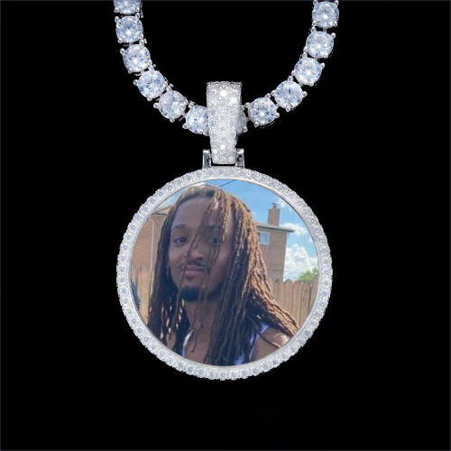 925S & VVS Moissanite 3D Circle Custom Picture Pendant