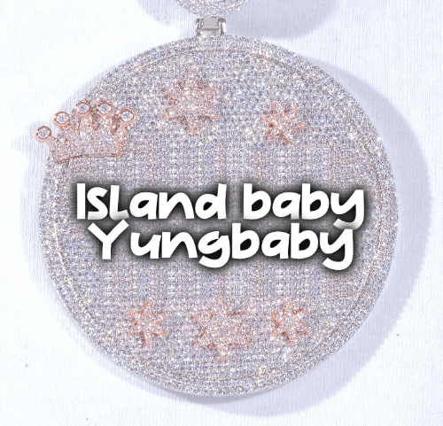 CUSTOM LETTER NECKLACE 3D BIG CROWN DISC