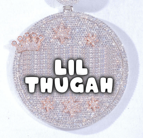 CUSTOM LETTER NECKLACE 3D BIG CROWN DISC