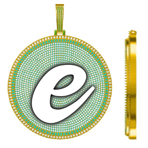 CUSTOM LETTER NECKLACE 3D BIG DISC