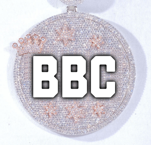 CUSTOM LETTER NECKLACE 3D BIG CROWN DISC