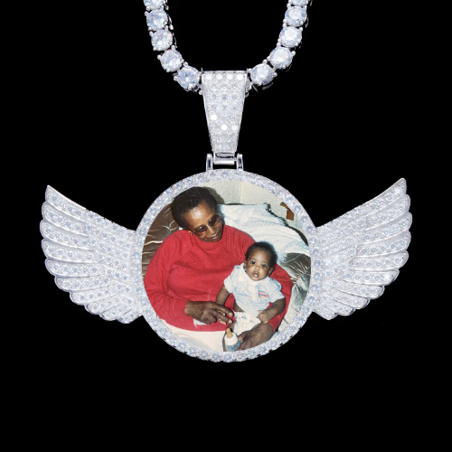 925S & VVS Moissanite 3D Wing Custom Picture Pendant