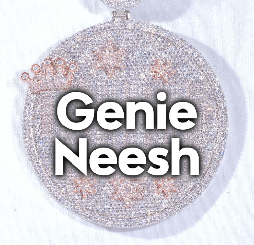CUSTOM LETTER NECKLACE 3D BIG CROWN DISC