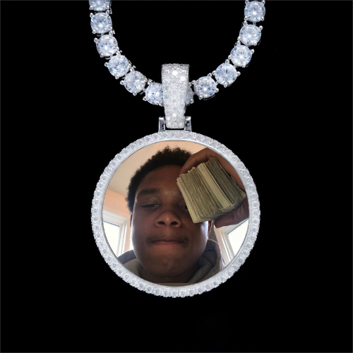 925S & VVS Moissanite 3D Circle Custom Picture Pendant