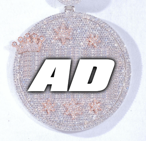 CUSTOM LETTER NECKLACE 3D BIG CROWN DISC