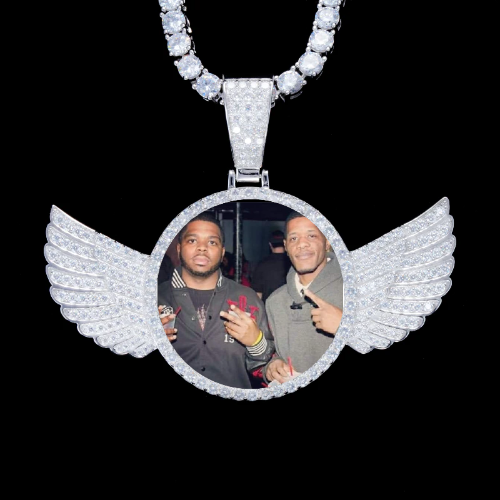 925S & VVS Moissanite 3D Wing Custom Picture Pendant