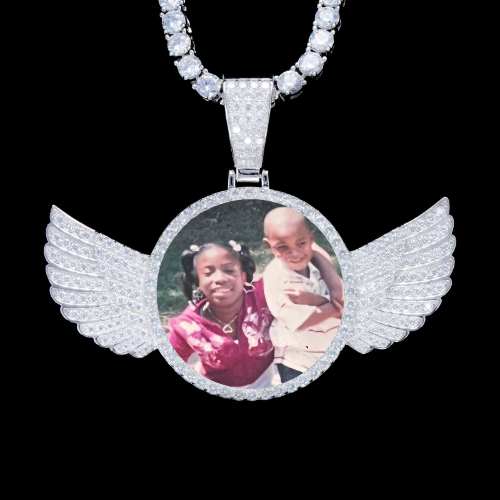 925S & VVS Moissanite 3D Wing Custom Picture Pendant