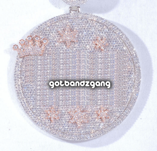 CUSTOM LETTER NECKLACE 3D BIG CROWN DISC