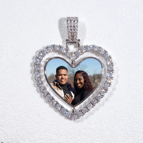 3D Spinning 2-Faced Heart Custom Picture Pendant