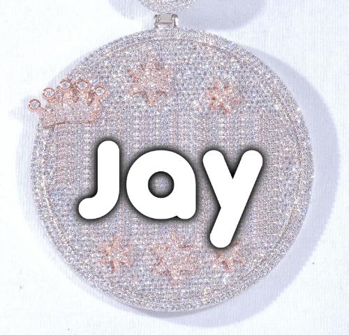 CUSTOM LETTER NECKLACE 3D BIG CROWN DISC